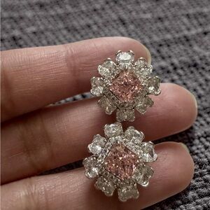 Elegant Pink and Silver Floral Earrings